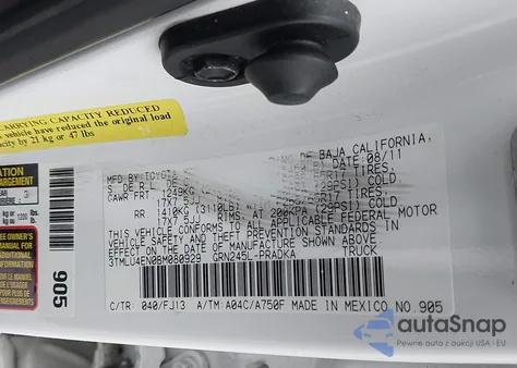 2011 Toyota Tacoma Base V6 из США, поврежденный, VIN 3TMLU4EN0BM080929